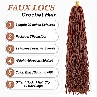 Faux Locs Crochet Hair Ginger 7 Packs 20 Inch Soft Locs Crochet Braids Goddess Locs Wavy Twist Hair Extensions