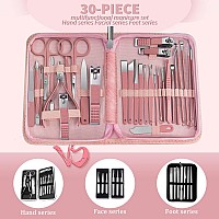 Women Manicure Set Professional Set Nail Clippers Pedicure Kit30 Pieces Stainless Steel Manicure Kitgrooming Nail Care Kit Wit