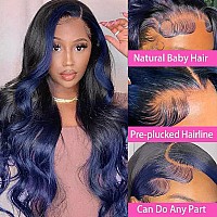 Yms Blue Human Hair Lace Front Wigs 180 Density Human Hair Wig For Women Blue And Black Ombre Lace Front Wigs Human Hair Body W