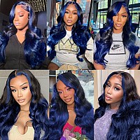 Yms Blue Human Hair Lace Front Wigs 180 Density Human Hair Wig For Women Blue And Black Ombre Lace Front Wigs Human Hair Body W