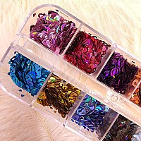 12 Colors Heart Nail Art Glitter Sequins 3D Love Heart Nail Flakes Designs Holographic Laser Big Small Hearts Nail Art Supplie