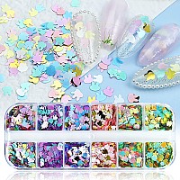 Rabbit Nail Art Glitter Sequins 3D Animal Rabbits Nail Flakes Designs Holographic Easter Laser Rabbit Acrylic Nails Supplies F