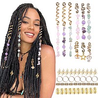 Leeven 239 Pcs Hair Beads Jewelry Hair Accessories For Braids Dreadlock Accessories Ring Hair Cuffs Crystal Hair Charms Gold Hai