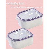 Nail Soaking Bowl Borogo 2Pcs Soak Off Gel Polish Dip Powder Remover Manicure Bowl For Acrylic Nails Nail Brush Cuticle Pushe