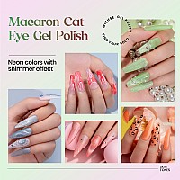 Mizhse Glow In The Dark Gel Nail Polish Cat Eye Gel Polish Macaroon Gel Nail Polish Colors Set Shimmer Nail Gel Soak Off Nail