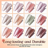 Mizhse Cat Eye Gel Nail Polish 12 Basic Colors Collection Glitter Gel Polish Set Magnetic Nail Polish Sparkle Shimmer Fall Nai