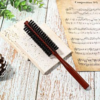 Small Boar Bristle Hair Brush Portable Round Natural Bristle Travel Brush With Wood Handle For Thin Or Short Hair Adding Volum