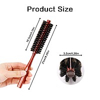 Small Boar Bristle Hair Brush Portable Round Natural Bristle Travel Brush With Wood Handle For Thin Or Short Hair Adding Volum