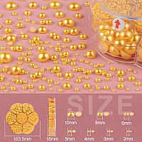 Nail Art Flat Back Half Round Pearl Kits 28 1 Box Of 6000 Pcs Flatback Golden Yellow With Tweezer And Picker Pencil For Home D