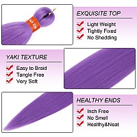 Light Lavender Vibrant Purple Pre Stretched Braiding Hair 30 Inch Kanekalon Box Braid Hair Extensions 3 Packs Yaki Texture Pre F