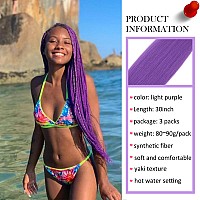 Light Lavender Vibrant Purple Pre Stretched Braiding Hair 30 Inch Kanekalon Box Braid Hair Extensions 3 Packs Yaki Texture Pre F