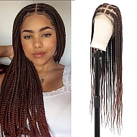 Kalyss 360 Full Lace Front Braided Wig With Baby Hair Box Braided Wigs Square Knotless Braided Wig Brown 36 Hd Full Lace Braide