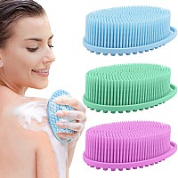 3 Pack Silicone Body Scrubber Exfoliating Body Scrubber Soft Silicone Loofah Body Scrubber Fit For Sensitive And All Kinds Of