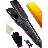 ANGENIL Flat Iron Wide Hair Straightener and Curler 2-in-1, Professional Dual Voltage Hair Straightener 1.6 Inch, Anti Static Flat Iron with Floating Ceramic Plates for All Hair Types, Fast Heating