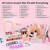 48 Colors Acrylic Nail Kit With Drill Nail Kit Set Professional Acrylic With Everything Acrylic Nail Set With Nail Crystals An