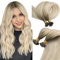 Sunny Hair Blonde Flat Tip Hair Extensions Balayage Cool Ash Grey Ombre Platinum Blonde Flat Tips Hair Extensions Human Hair Omb