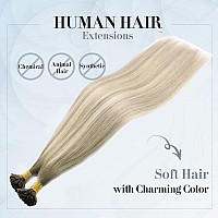 Sunny Hair Blonde Flat Tip Hair Extensions Balayage Cool Ash Grey Ombre Platinum Blonde Flat Tips Hair Extensions Human Hair Omb