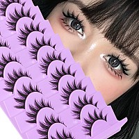 Anime Eyelashes Little Devil Spiky Manga Lashes 9 Pairs Thick Wispy Asian Japanese Style Makeup Lashes Cat Eye Doll Fake Eyelash