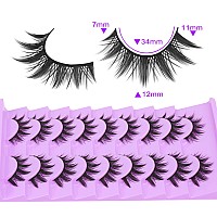 Anime Eyelashes Little Devil Spiky Manga Lashes 9 Pairs Thick Wispy Asian Japanese Style Makeup Lashes Cat Eye Doll Fake Eyelash