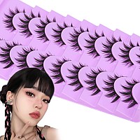 Anime Eyelashes Little Devil Spiky Manga Lashes 9 Pairs Thick Wispy Asian Japanese Style Makeup Lashes Cat Eye Doll Fake Eyelash