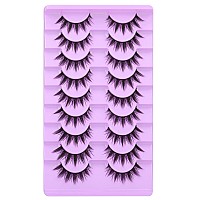 Anime Eyelashes Little Devil Spiky Manga Lashes 9 Pairs Thick Wispy Asian Japanese Style Makeup Lashes Cat Eye Doll Fake Eyelash