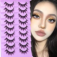 Anime Eyelashes Little Devil Spiky Manga Lashes 9 Pairs Thick Wispy Asian Japanese Style Makeup Lashes Cat Eye Doll Fake Eyelash