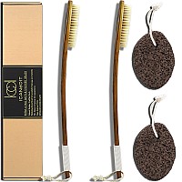 Icandoit1968Inch Natural Boar Bristles Antislip Extra Long Handle Bath Brushbent Handle Shower Scrubber For Exfoliatingshow