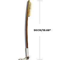 Icandoit1968Inch Natural Boar Bristles Antislip Extra Long Handle Bath Brushbent Handle Shower Scrubber For Exfoliatingshow