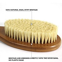 Icandoit1771Inch Natural Stiff Sisal Bristles Antislip Long Handle Bath Brush Bent Handle Shower Scrubber For Exfoliating Sho