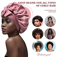 Satin Hair Bonnet Wide Band Silk Like Sleeping Bonnets For Curly Hair Hair Wrap For Night Cap With Tie Band Breathable Satin B