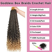 Cookoo 24 Inch Goddess Box Braids Crochet Hair 8 Pack Bohemian Hippie Box Braids Prelooped Crochet Hair With Curly Ends Synthet