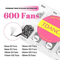 Tdance 600 Fans Premade Fans Eyelash Extensions 815Mm Mixed Length Pre Made Fans Lash Extensions 5D 8D 10D 12D 14D 16D 24D Hand