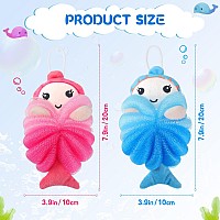 2 Pcs Bath Loofahs Kids Toddler Body Loofahs Cute Cartoon Kids Loofah Kid Bath Sponges Loofah Bath Pouf Body Scrubber Mesh Loofa