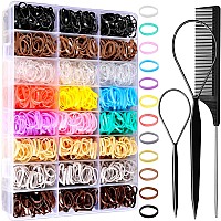 Ygdz Elastic Hair Bands 1500 Pcs Hair Ties Small Ponytail Holders Hair Accessories Set For Girls Women Toddler Ponytail Ho