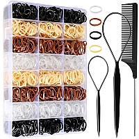 Ygdz Hair Ties 1500Pcs Mini Elastic Hair Bands With Organizer Box Clear Hair Ties Hair Accessories Set For Girls Women Neut