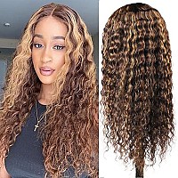 427 Highlight Deep Wave Lace Front Wigs Human Hair 180 Density Human Hair Lace Front Wigs Pre Plucked 13X4 Honey Blonde Human