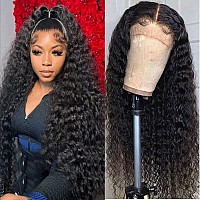 Deep Wave Lace Front Wigs Human Hair 180 Density Curly Lace Front Wig Human Hair 13X4 Lace Frontal Wigs For Black Women With Ba