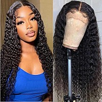 Deep Wave Lace Front Wigs Human Hair 180 Density Brazilian Virgin Human Hair Wigs For Black Women 13X4 Swiss Lace Frontal Deep