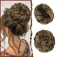 Sofeiyan Claw Clip Messy Bun Hairpieces Wavy Curly Hair Bun Clip In Claw Chignon Ponytail Hairpiece Tousled Updo Hair Extensions