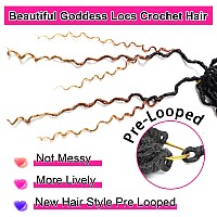 Violet Goddess Locs Crochet Hair 18 Inch Curly Ombre Faux Locs Crochet Hair For Black Women River Boho Hippie Bohemian Soft Locs