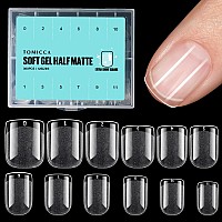 Tomicca Extra Short Square Nail Tips 360Pcs Acrylic Nail Tips 12 Sizes Half Matte Soft Gel Nail Tips Nail Extension Tips For