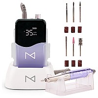 M Mase Nail Drill Professional 2In1 Cordless Electric Nail Drill Machine Portable Rechargeable Hd Display 35000 Rpm Acr