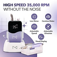 M Mase Nail Drill Professional 2In1 Cordless Electric Nail Drill Machine Portable Rechargeable Hd Display 35000 Rpm Acr