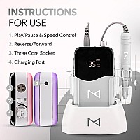 M Mase Nail Drill Professional 2In1 Cordless Electric Nail Drill Machine Portable Rechargeable Hd Display 35000 Rpm Acr