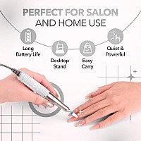 M Mase Nail Drill Professional 2In1 Cordless Electric Nail Drill Machine Portable Rechargeable Hd Display 35000 Rpm Acr