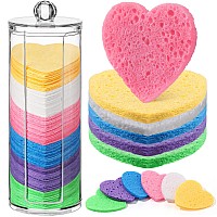 Sieral 120 Pcs Compressed Facial Sponges With Container Face Sponge Disposable Sponge Pads For Washing Face Cleansing Exfoliatin