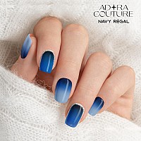 Adora Couture Semi Cured Gel Nail Strips 30Pcs Navy Blue Ombre With Silver Glitter Gel Nail Wraps Gel Nail Stickers With Uv