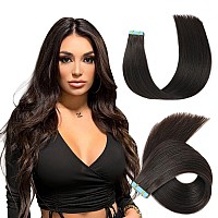 Evala Tape In Hair Extensions Human Hair Brown Hair Extensions 2 Dark Brown Hair Extensions 20Pcs 40G Tape In Human Hair Extens