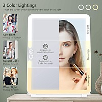 Large Makeup Mirror Travel Lighted Makeup Mirror 3 Color Lighting Rechargeable 2000Mah Battery Portable Ultra Slim Vanity Mi