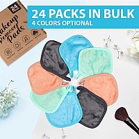 Orighty Reusable Makeup Remover Pads 24 Pack Microfiber Makeup Remover Cloths Cotton Rounds Ecofriendly Face Pads For All Ski